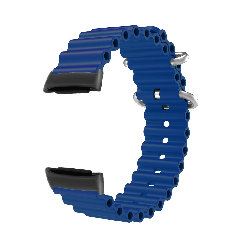 

Ocean-Style Quick Release Watch Strap for Fitbit Charge3/4/5 Soft Silicone Lightweight Adjustable Smartatch Band for Men Women
