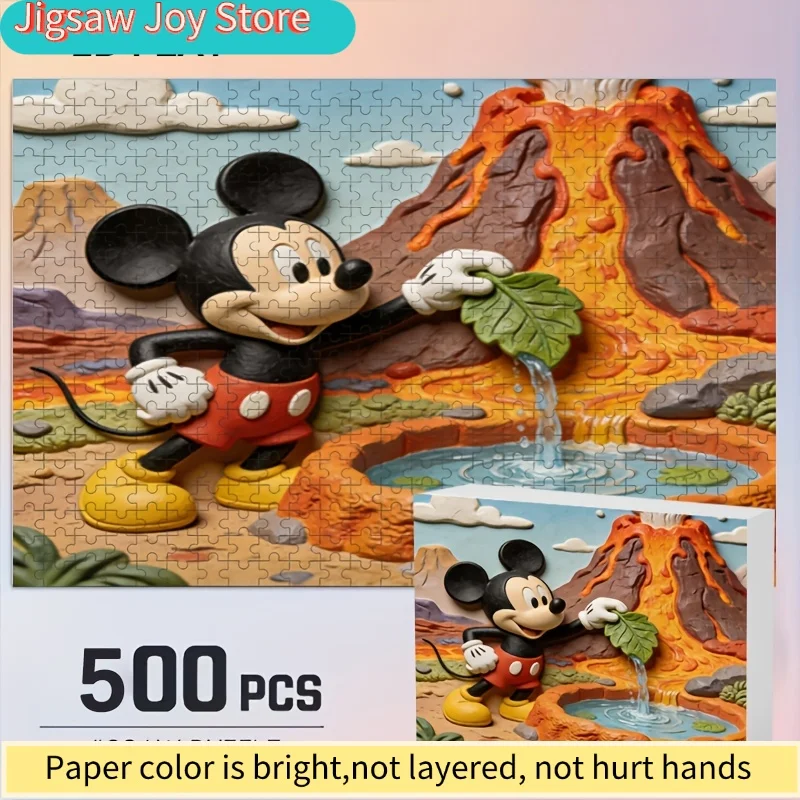 

2D Flat, Disney Disney Stitch & Mickey Mouse Puzzle Suitable for Adults - Nostalgic Challenge, Cute Anime Wall Decor, Gift for