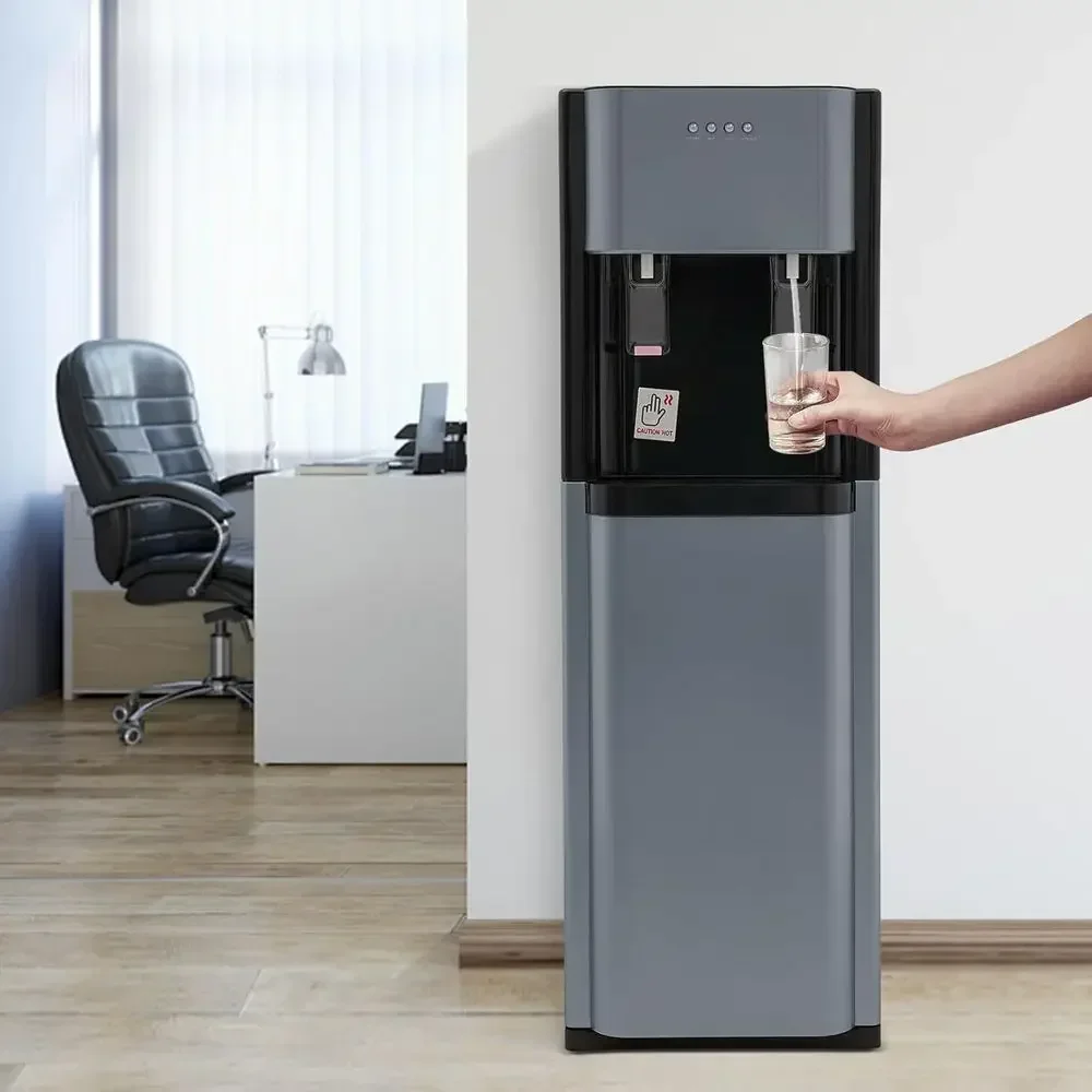 Bottom Loading Water Cooler Dispenser, 5 Gallon Capacity, Hot/Cold/Cool Water, Stainless Steel, Home Living Room Use, Grey