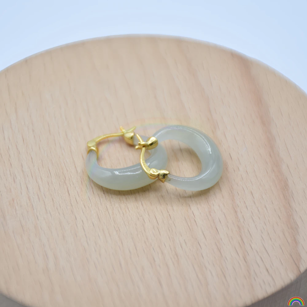Natural Hotan Jade Sheep Fat White Jade Ring Earrings S925 Silver White Jade Oil Moisturizing Saddle Ring New Chinese Rwbuy