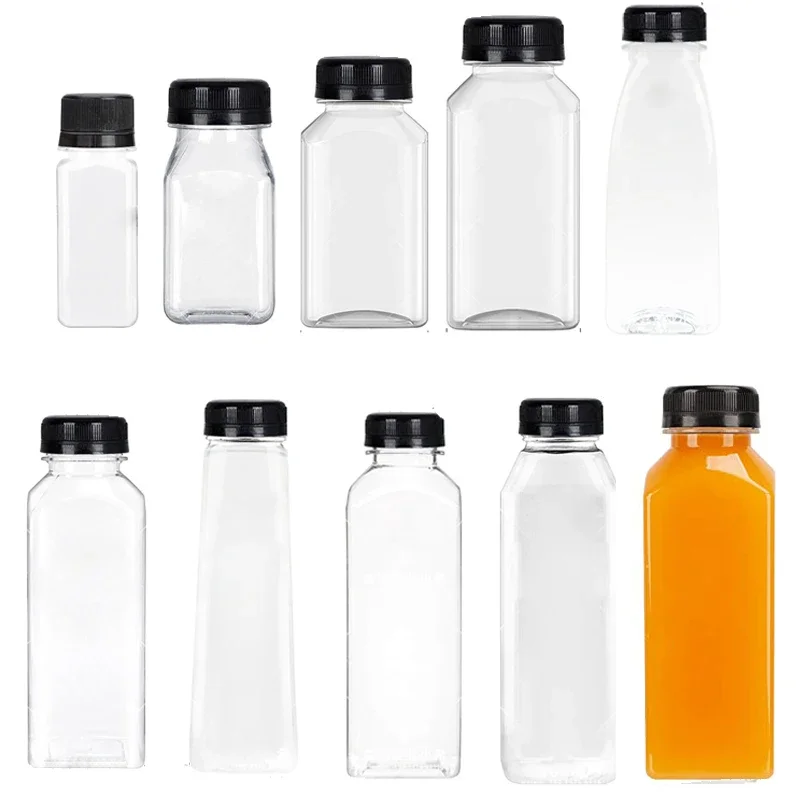 20pcs Empty 60ML-500ML Clear Plastic Water Bottle with Caps Reusable Juice Bottles Juicing Drinks Smoothie Containers W/ Funnel