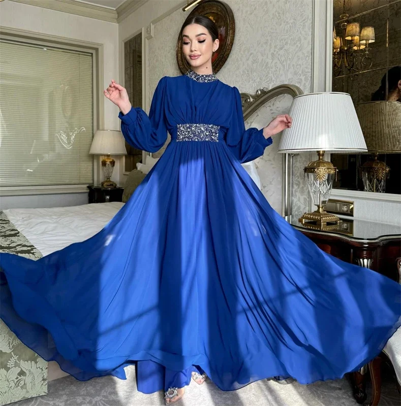 Little Daisy CustomizedStyle Formal Evening High Collar A-line Beading Chiffon Bespoke Occasion  Formal Dress