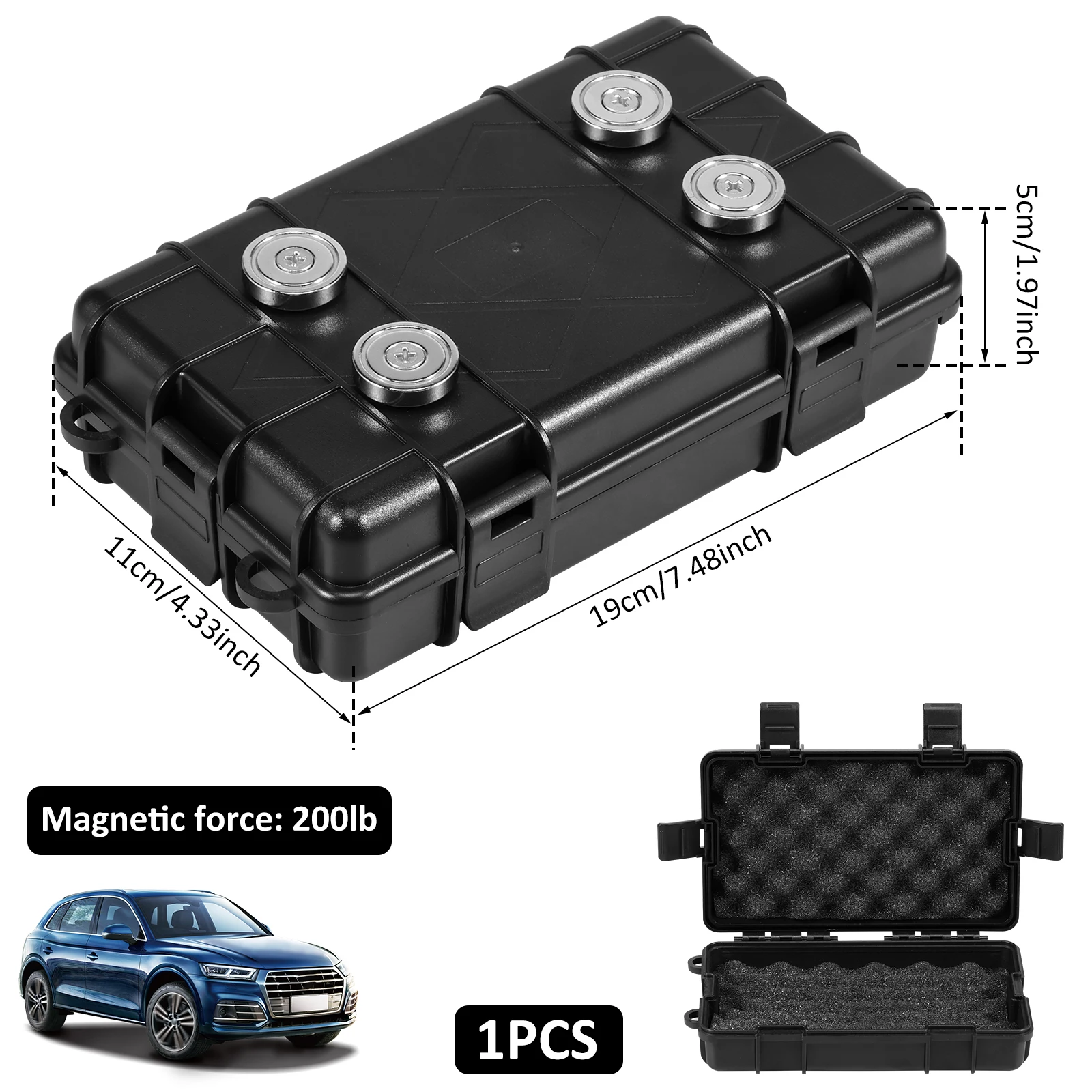 Waterproof Magnetic Key Box Magnetic Under Car Key Holder Rust-Proof Hider Box Multifunctional Box for Spare Key GPS Locator