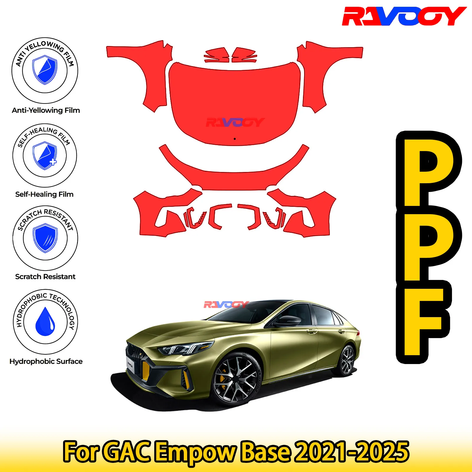 For GAC Empow Base 2021-2026 Glossy Matte Black Precut Front PPF Kit Paint Protection Film 8.5mil Clear Bra Self-Healing TPU