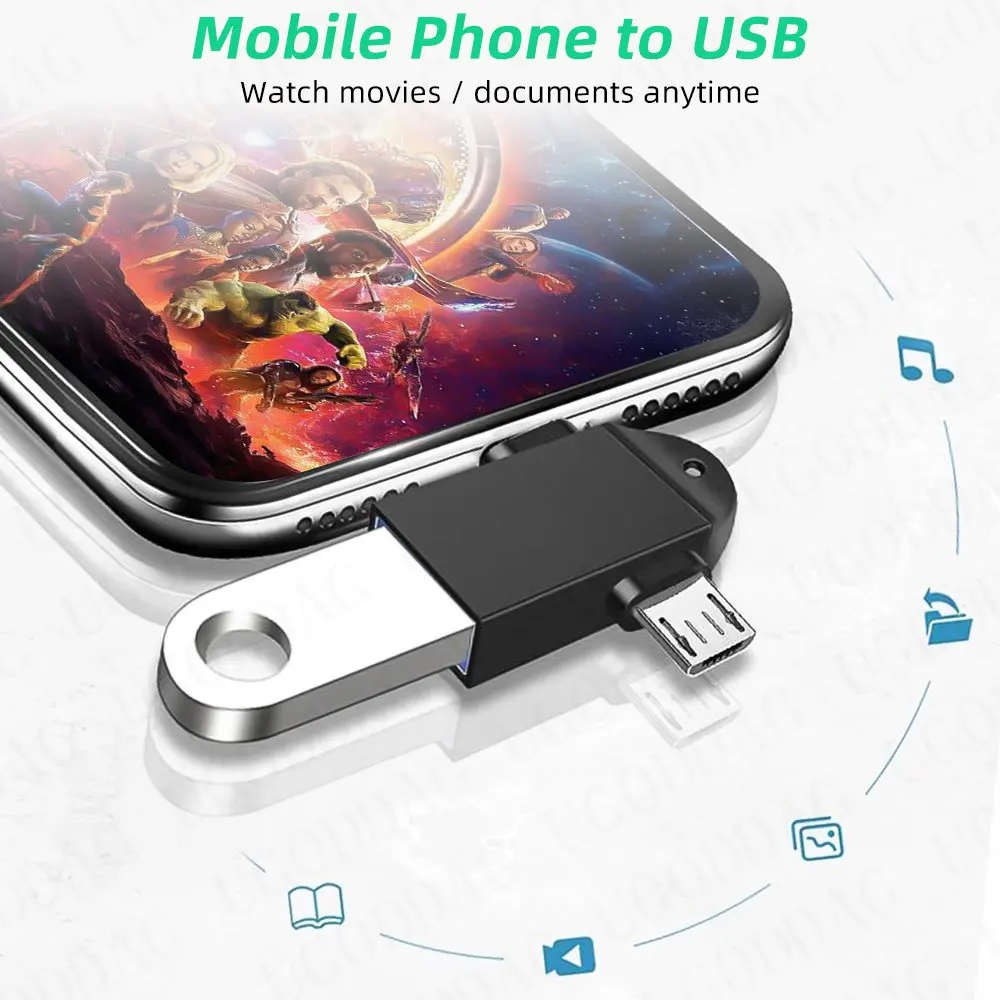 Adaptador OTG tipo C 2 en 1, Micro Usb a USB C, lector de unidad Flash para teléfono móvil, Conector de ratón, convertidor de Cable USB