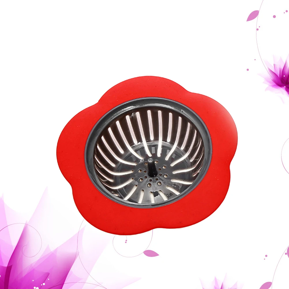 Red Flower Design Sink Strainer Premium Plastic Anti Blockage Filter for Kitchen Bathroom Sinks Garbage Disposal Drain Basket