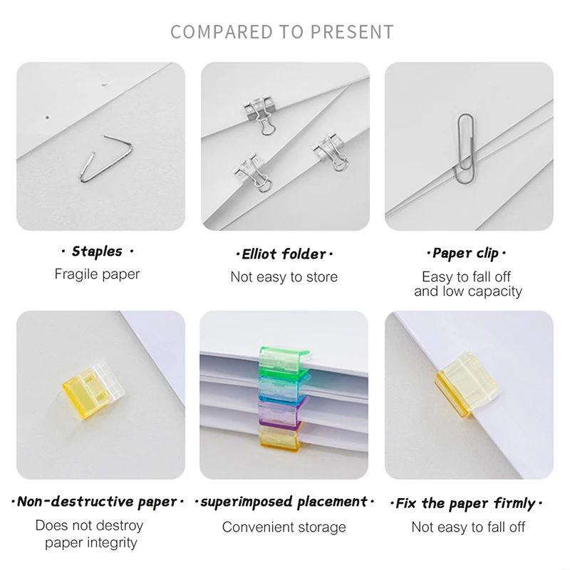 5-Piece Set Of Push Clips Transparent Color Document Bookmarks File Index Pages Storage Small Office Student Information Fixed