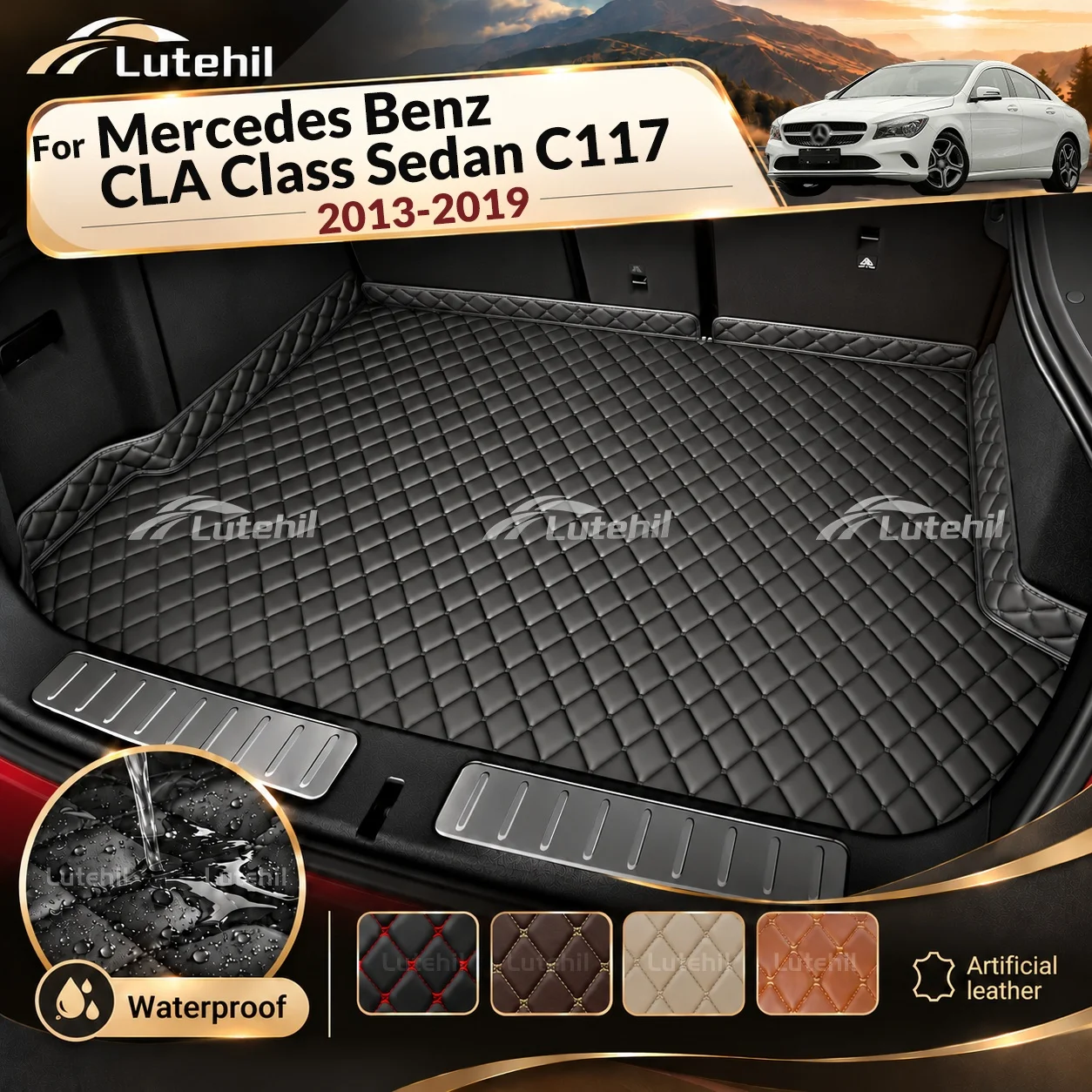 For Mercedes Benz CLA Class Sedan C117 2013-2019 3D Car Trunk Mat Carpet Cargo Liner Car Pad Interior Accessories
