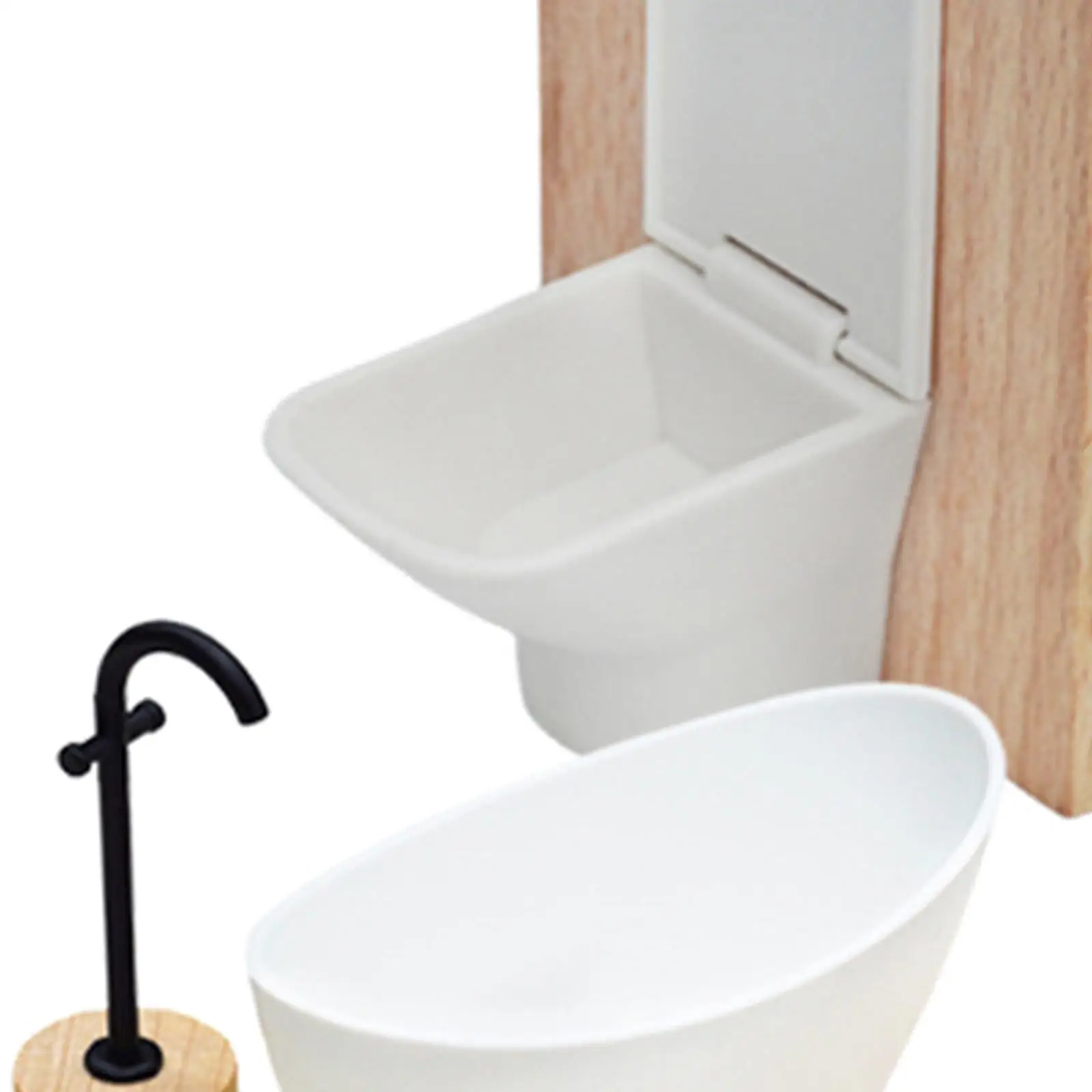 Juego de baño para casa de muñecas, 4 piezas, 1:12, muebles en miniatura, adornos