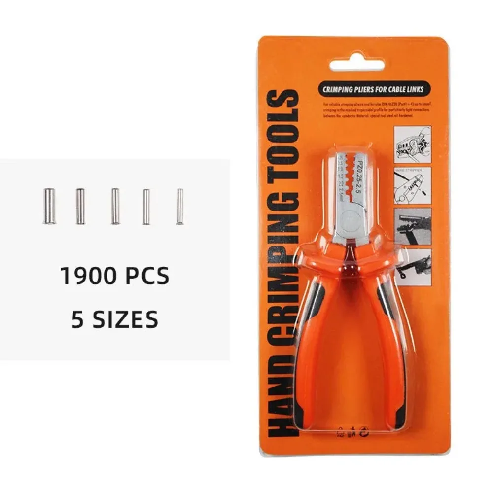 PZ 0.25-2.5mm2 Ferrules Crimping Tool German Mini Crimper Plier Cable Cord Wire End Sleeves With 1900pcs Tubular Terminal Kit