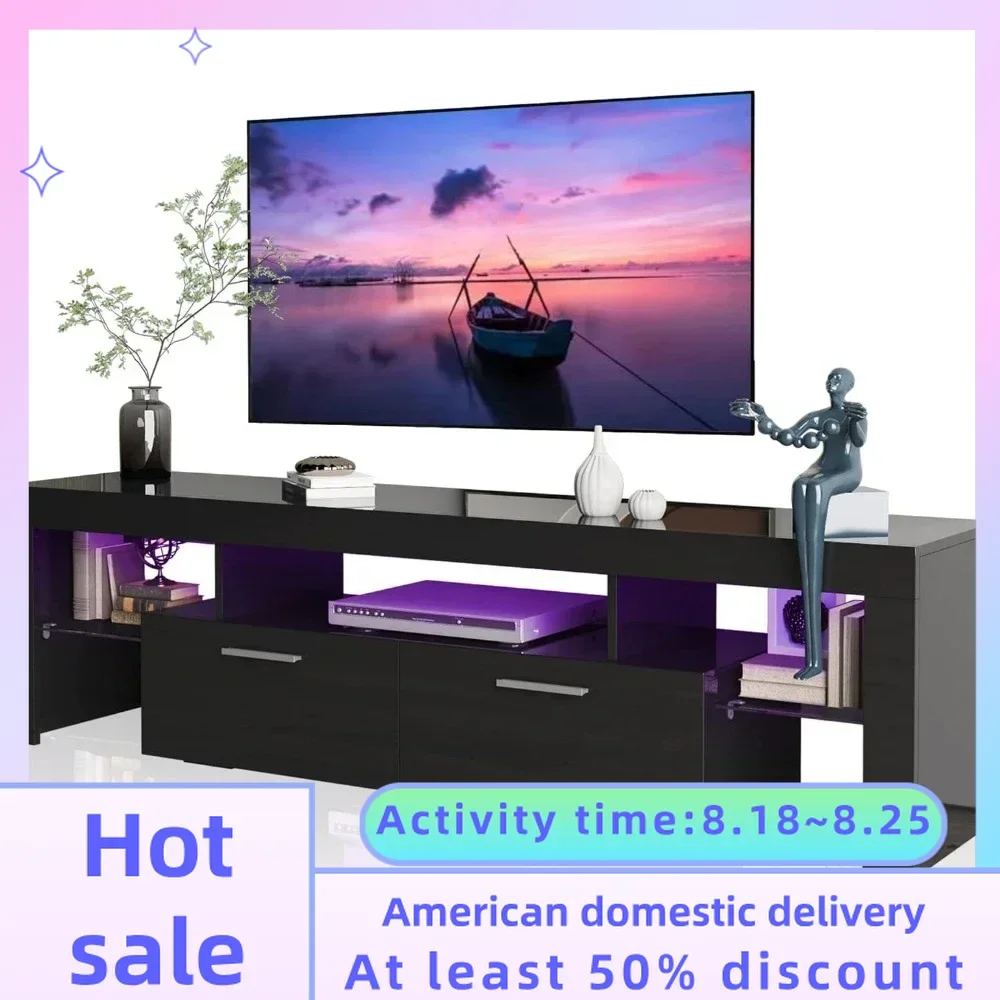 Modern LED 63 Inch TV Stand With Large Storage Drawer for 40 50 55 60 65 70 75 Inch TVs Home Furniture Living Room Bedroom