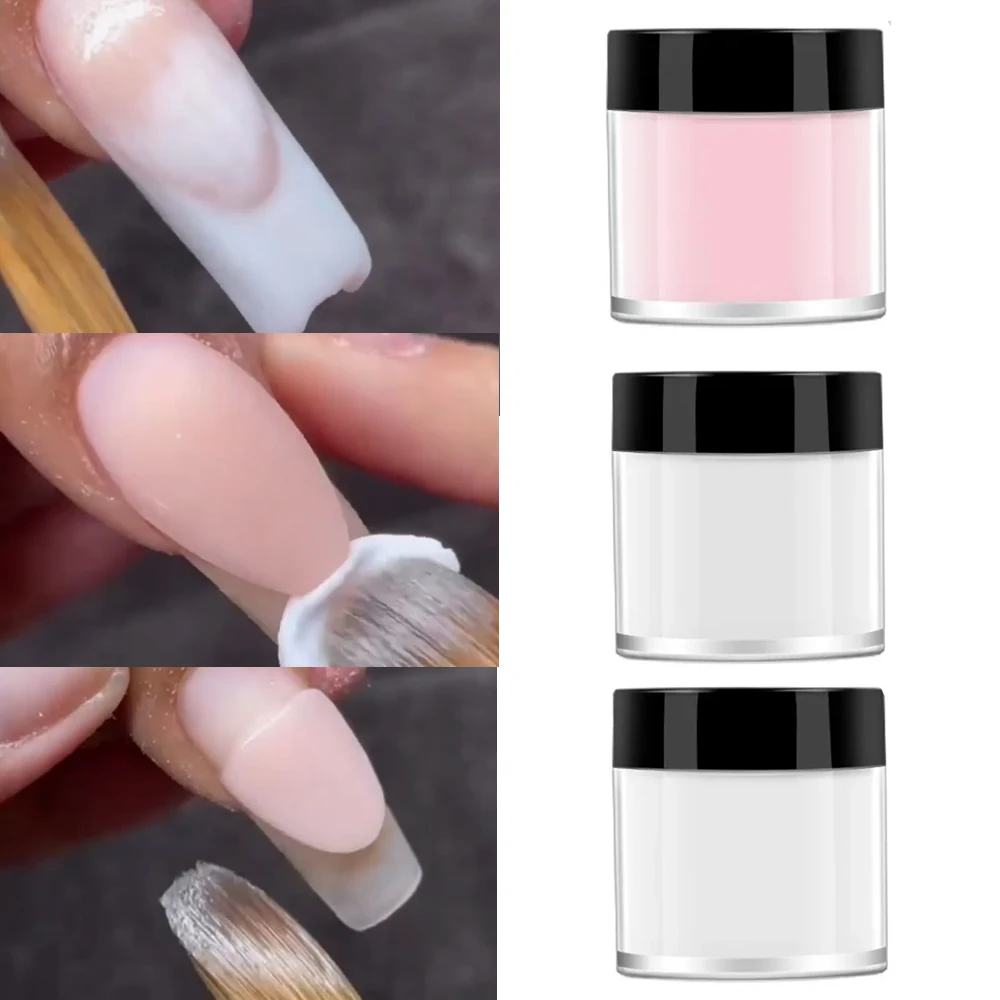 10G Acrylic Powder Professional Acrylic Powder Pink/White/Clear Extension Crystal Powder Odor-Free Bubble-free Long-Lasting