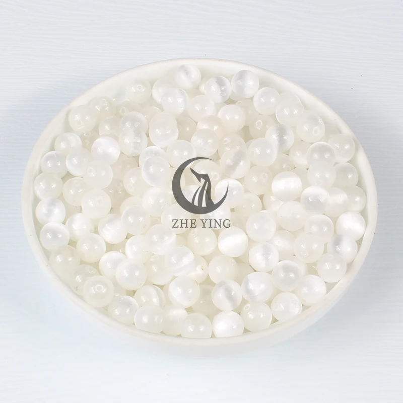 Zhe Ying 8-8.5mm Genuine Natural Selenite Stone Near-round Semi-precious Loose Beads Diy Jewelry Making Accessories