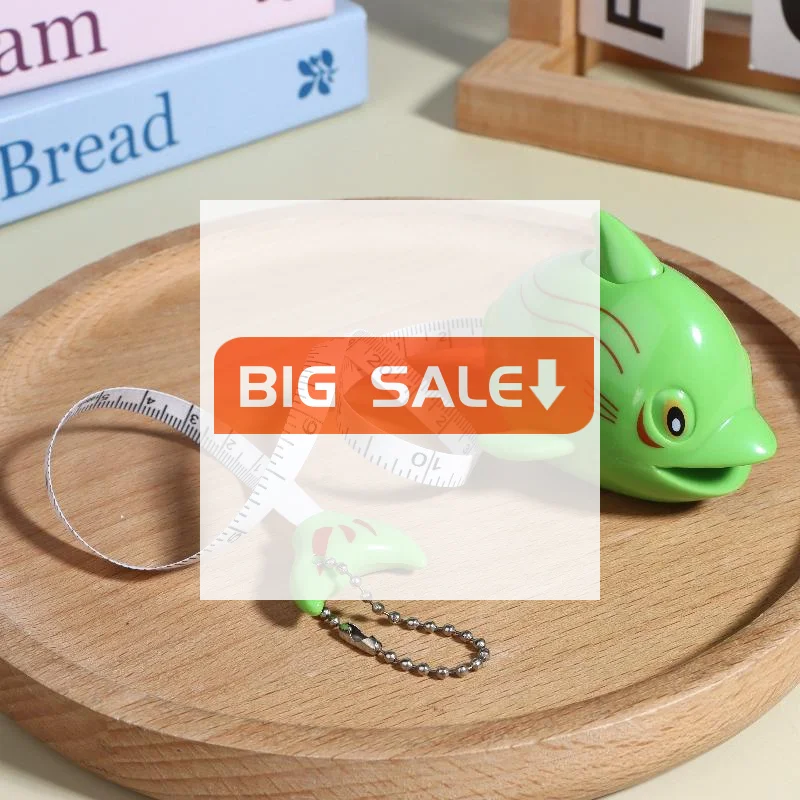Cute Dolphin Shaped One Key Retract Soft Measuring Tape Portable Mini Ruler With Keychain For Body Sewing Measurement Use