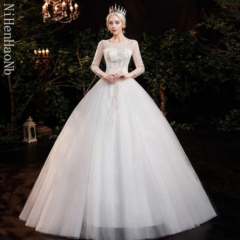 Wedding Dress 2024 The Elegant Sexy O-neck Ball Gown Princess Vintage Lace Wedding Dresses Plus Szie