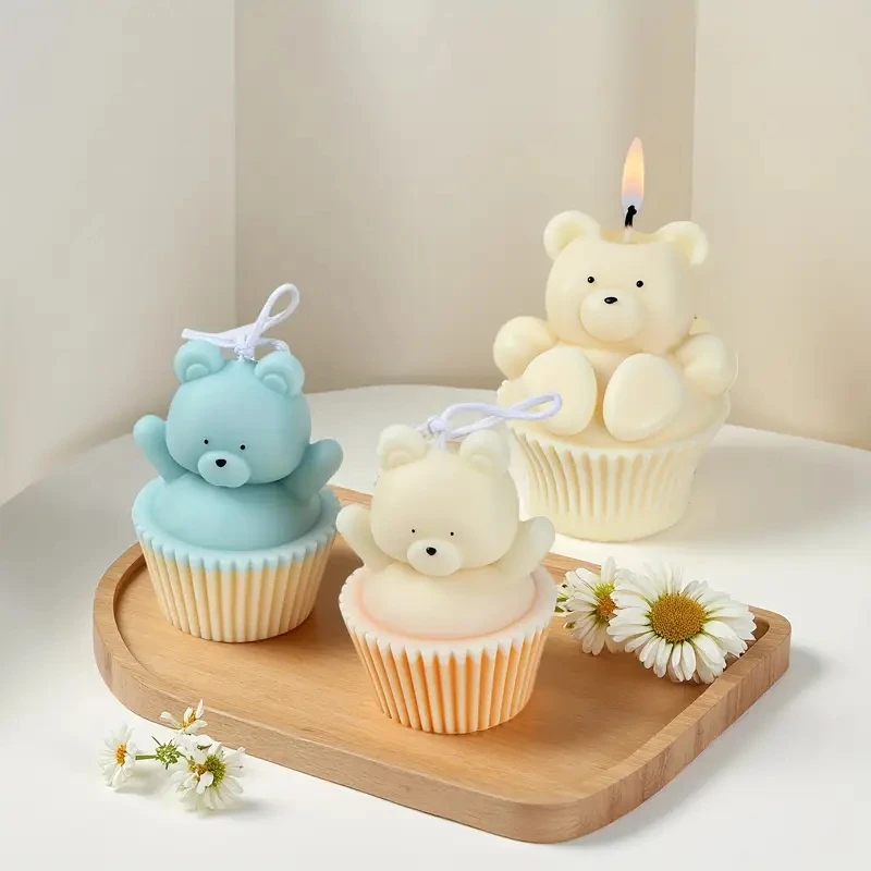 

Силиконовая форма для кексов с медведем, сделай сам, форма для шоколадного торта, кубиков льда, ароматерапевтическая свеча, гипсовая смола, форма для изготовления свечей, принадлежности