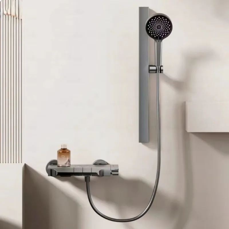 デザインシャワーシステムミキサーセット バスルームスマートシャワー蛇口 ピアノ滝シャワーヘッドセット