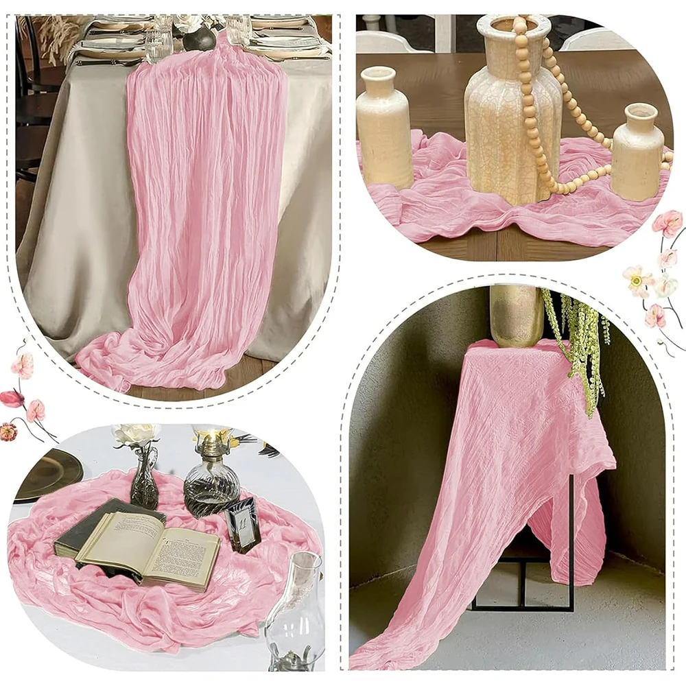 الوردي بوهو القماش القطني الجدول عداء شبه شير الشاش النسيج الطفل الوردي الجدول عداء الزفاف حفلة عيد ميلاد استحمام الطفل زينة