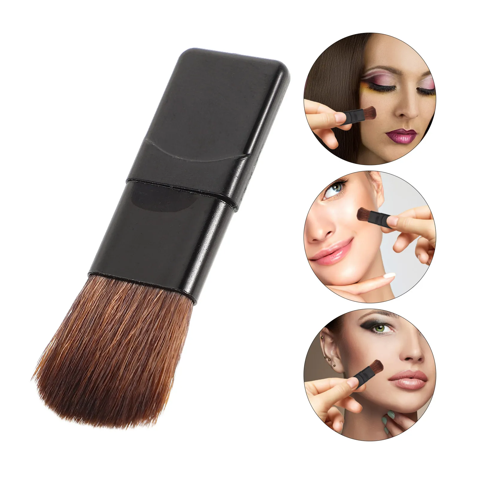 Conjunto de 5 Pincéis de Maquiagem: Pincel de Blush Pequeno e Plano, Aplicador de Base Mini, Cerdas de Fibra Macia, Portátil para Viagem, Beleza Práti