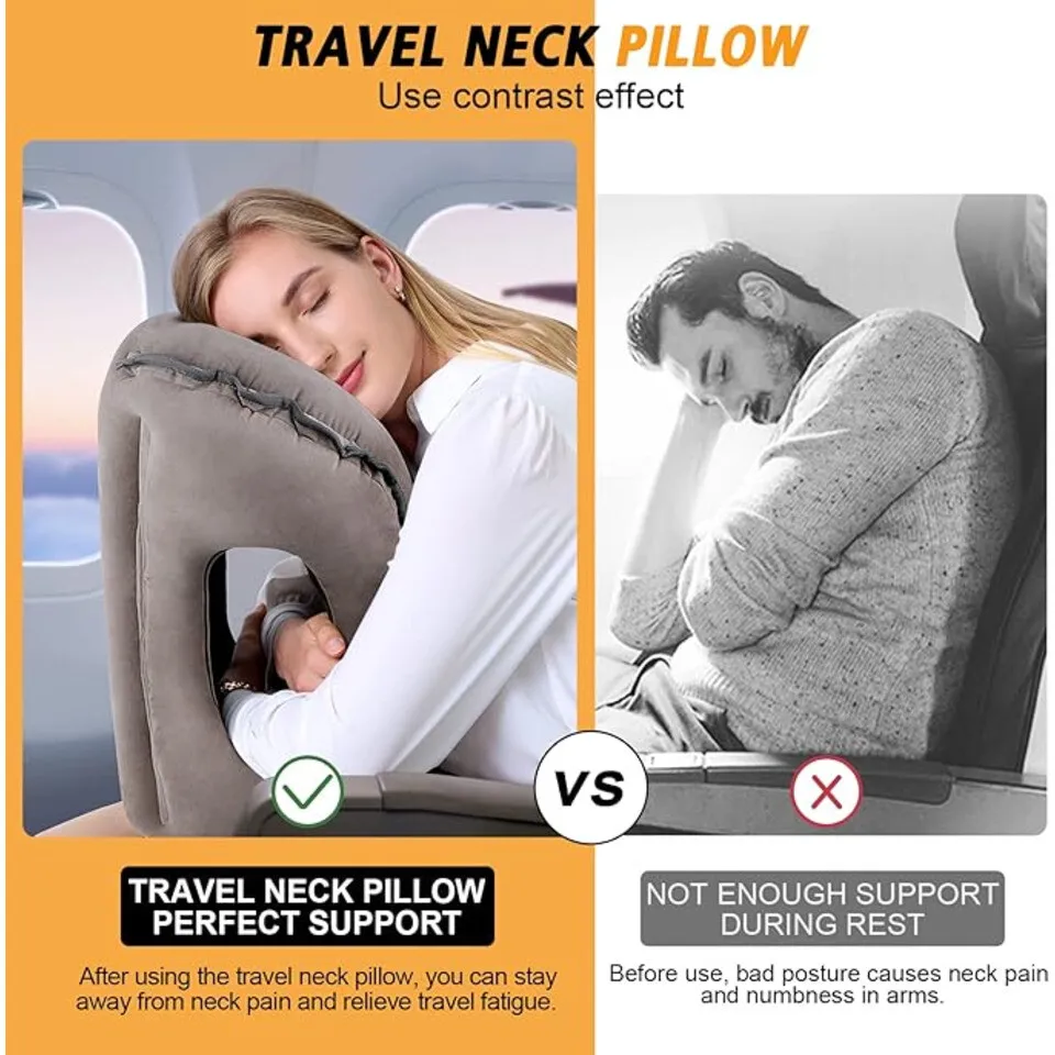Inflatable Travel Sleeping Bag Portable Cushion Neck Pillow For Men Women Outdoor Airplane Flight Train Sleeping Easy image 6