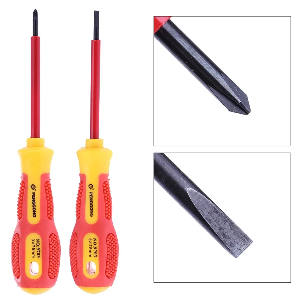 Multi-purpose Electrician's Insulated Magnetic Electrical Hand Screwdriver Repair Tool CR-V Material Cross Straight Screwdriver