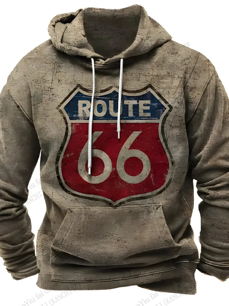 남성 빈티지 루트 66 3D 프린트 후드티 남녀 패션 오버사이즈 후드 스웨트셔츠 Y2k 코트 여성 스웨트 남성 의류 스다데라