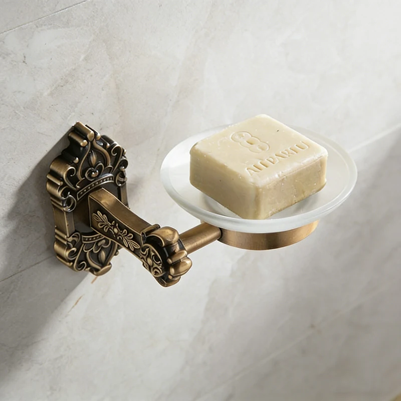 

Настенная мыльница из цельного алюминия под старинную латунь, новая, для ванной, с держателем для стеклянной мыльницы, товары для ванной комнаты YT-14195