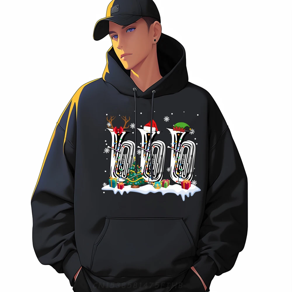 Santa Elf Reindeer Tuba Christmas Lights Musical Instrument Designer Hoodie Men Youth Clothes Cinco De Mayo