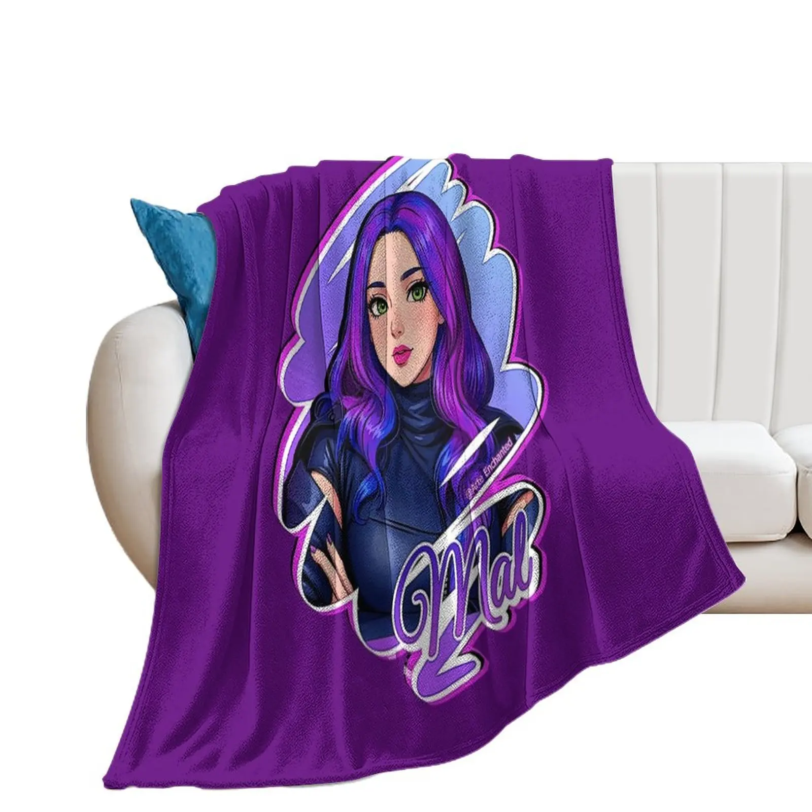 Mal Purple Queen - Descendants 3 Manga Anime Cartoon Comics Style Throw Blanket Sofa Throw Bed linens decorative Blankets