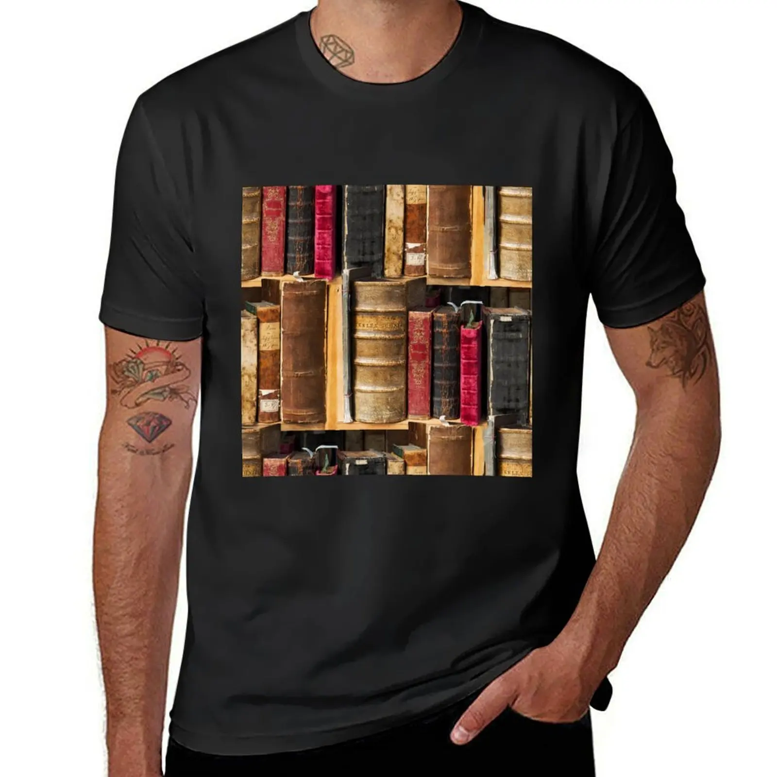 

Bookworm Vintage books in bookshelf T-Shirt animal prinfor boys sublime plain t shirts men