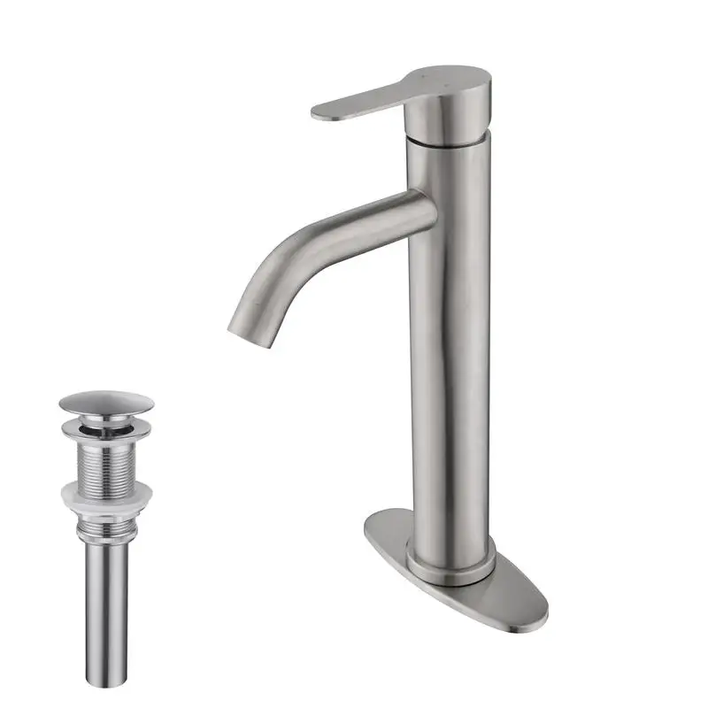 

Single Handle Bathroom Sink Faucet with Pop-Up Drain, No Overflow, Modern Design, Easy Installation, Durable Finish