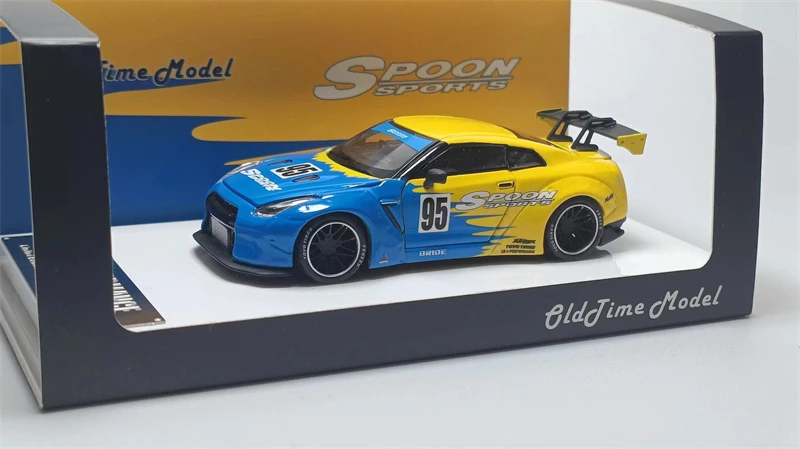 

Old time model 1:64 LB GTR R35 High wing yellow blue Spoon limited 999 Diecast Model Car