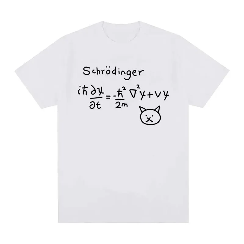 Funny Quantum Mechanics Cat Print T-shirt for Men Women Summer Oversize Casual Fashion Tops Crew Neck Short Sleeve Cotton Tees