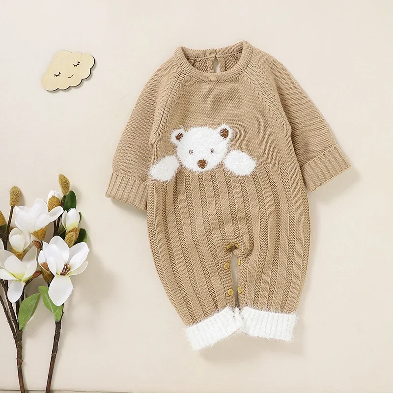 

Baby Romper Knit Cute Cartoon Bear Infant Kid Clothing Warm Playsuit Onesies Newborn Girl Boy Jumpsuit Outfit Long Sleeve Autumn