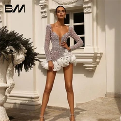 Summer Sexy Women Prom Dress With Luxury Pearls Beaded Above Knee Supper Mini Party Gown Custom Made Sexy Club Dresses