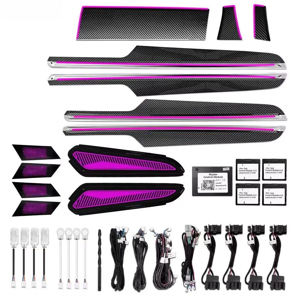 ICarsin for Porsche Macan Ambient Light RGB Carbon Fiber OEM Style Trim Panel Kit Car Interior LED Lighting Upgrade Accessories