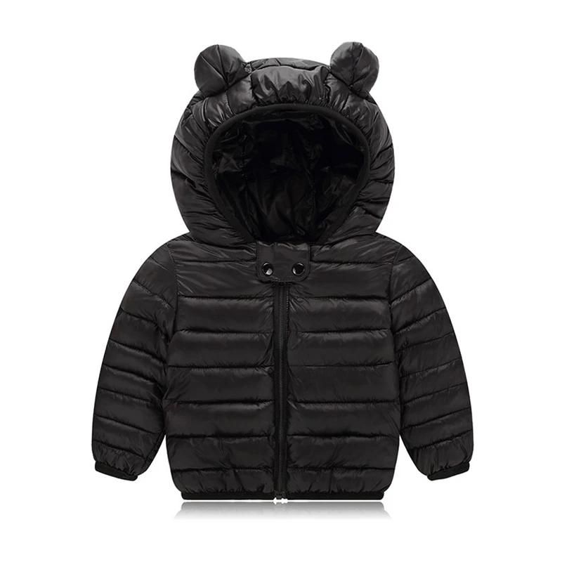 2024 Autumn Winter Children Hooded Down Cotton Jacket Baby Boys Girls Solid Color Cotton-padded Clothes Baby Light Thin Coat