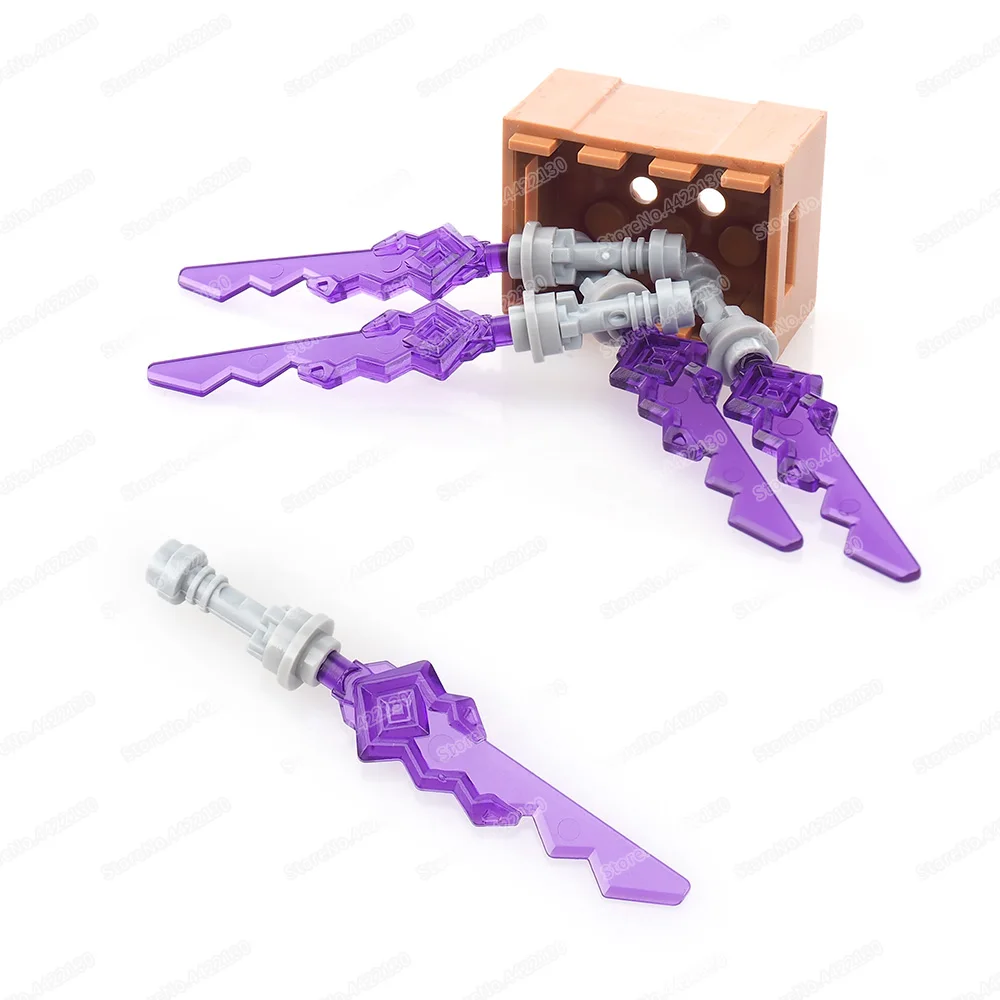 Warrior Purple Light Weapons Serrated Sword Building Block Moc Assemble War Figures Grandmaster Equipment Model Child Gifts Toys