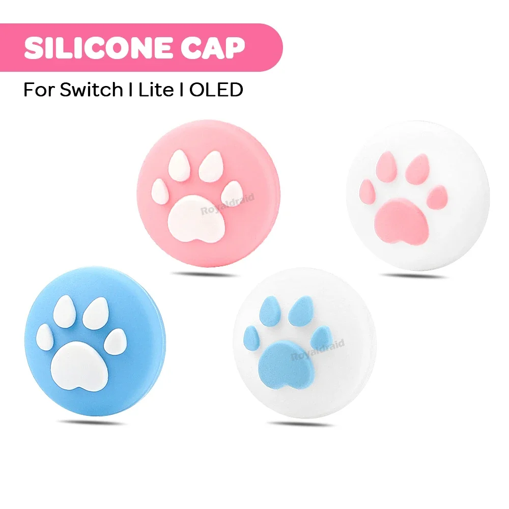 Pink Blue Cute Cat Claw JoyCons Thumb Grip Joystick Cap Kawaii Soft Silicone Cover For NS Switch OLED Lite Controller 4PCS/Set