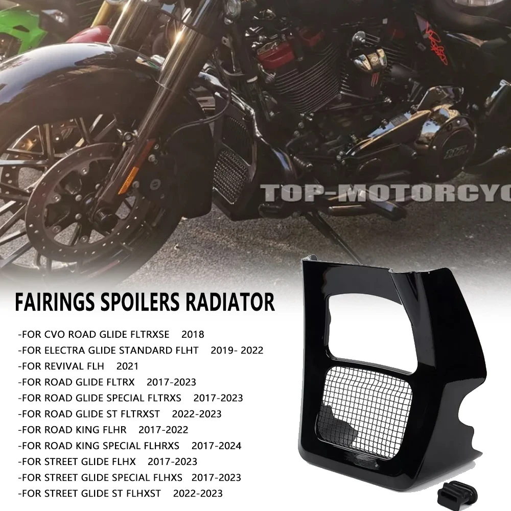 

NEW MOTORCYCLE BLACK Chin Fairings Spoilers Radiator Covers FIT For Harley Touring Street Glide 2017-2023 2022 2021 2020 2019