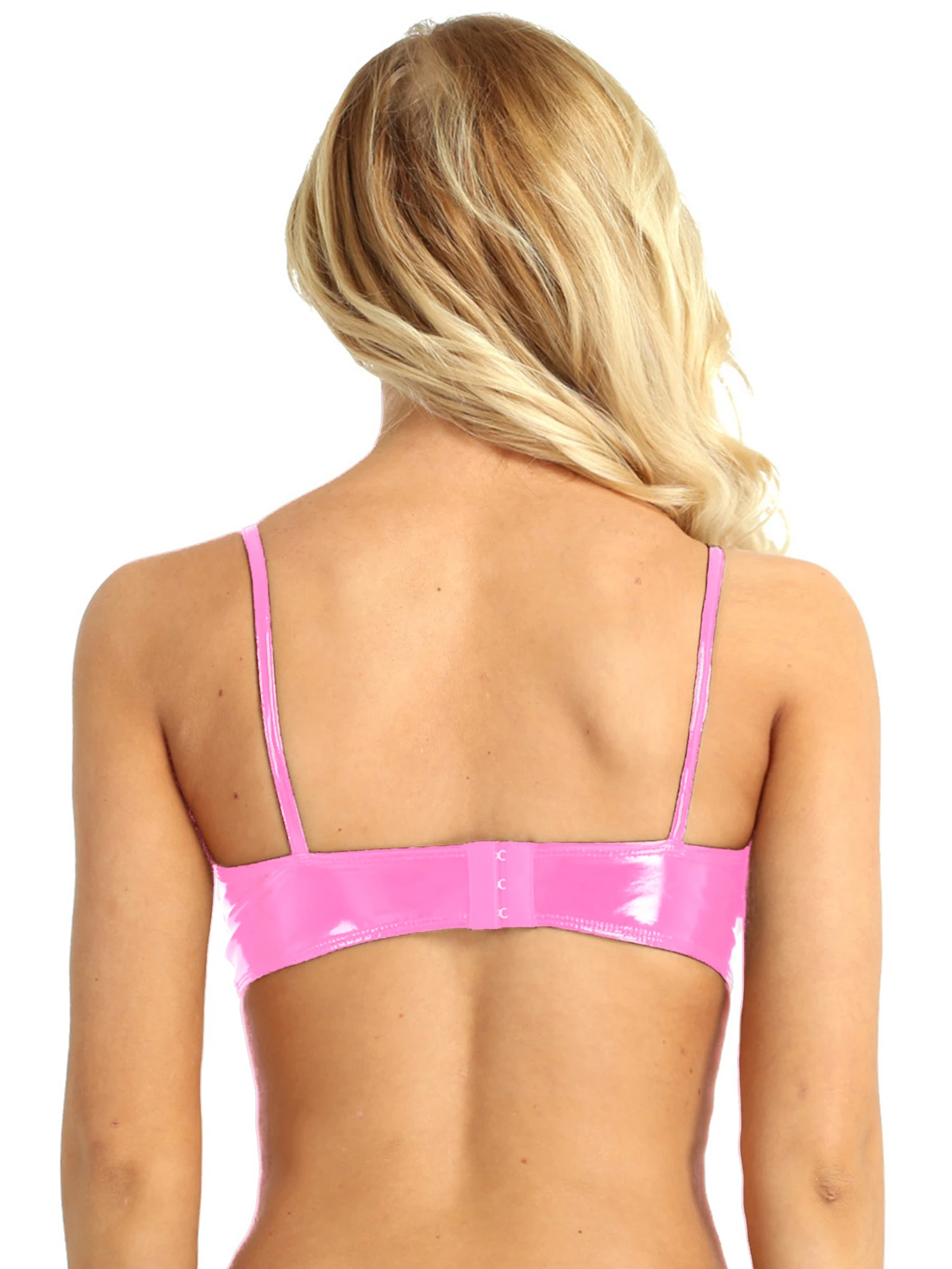 Conjuntos de Lingerie Sexy de Couro PVC para Mulheres, Olhar Molhado, Roupa Exótica, Sutiã com Cuecas Crotchless, Festa Boate, Traje de Dança Rave