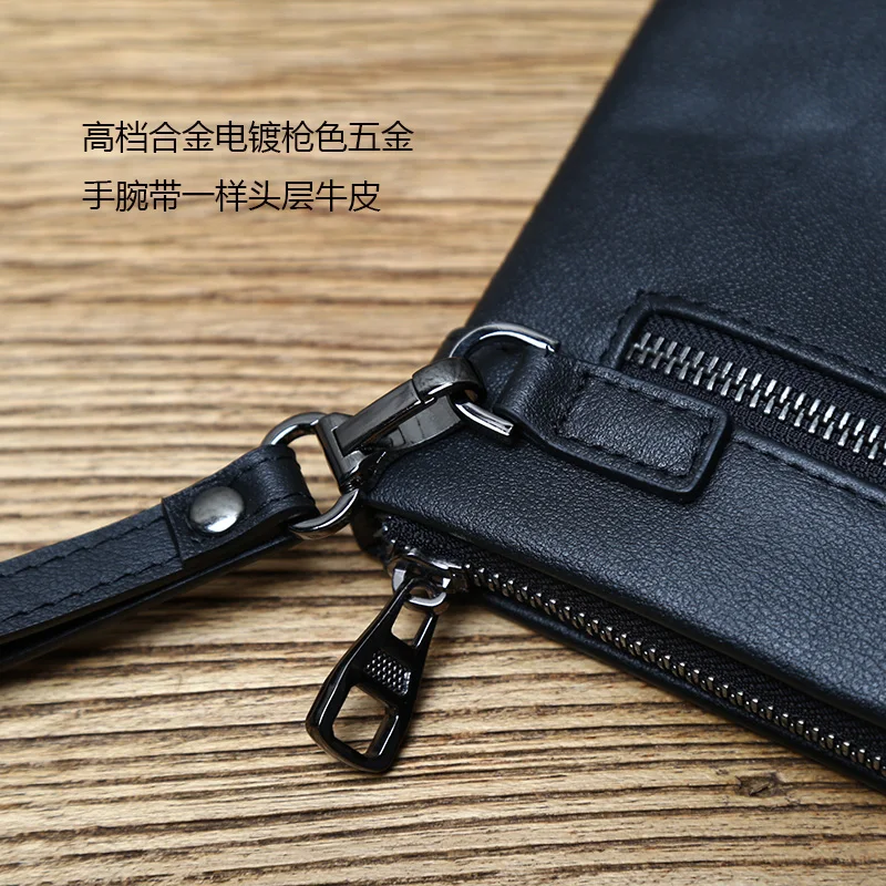 Nzpj Echt leder Herren handtasche natürliche Rindsleder Clutch Tasche große Kapazität Brieftasche Freizeit Tablet Tasche Umschlag Tasche Handy tasche – Detail 9