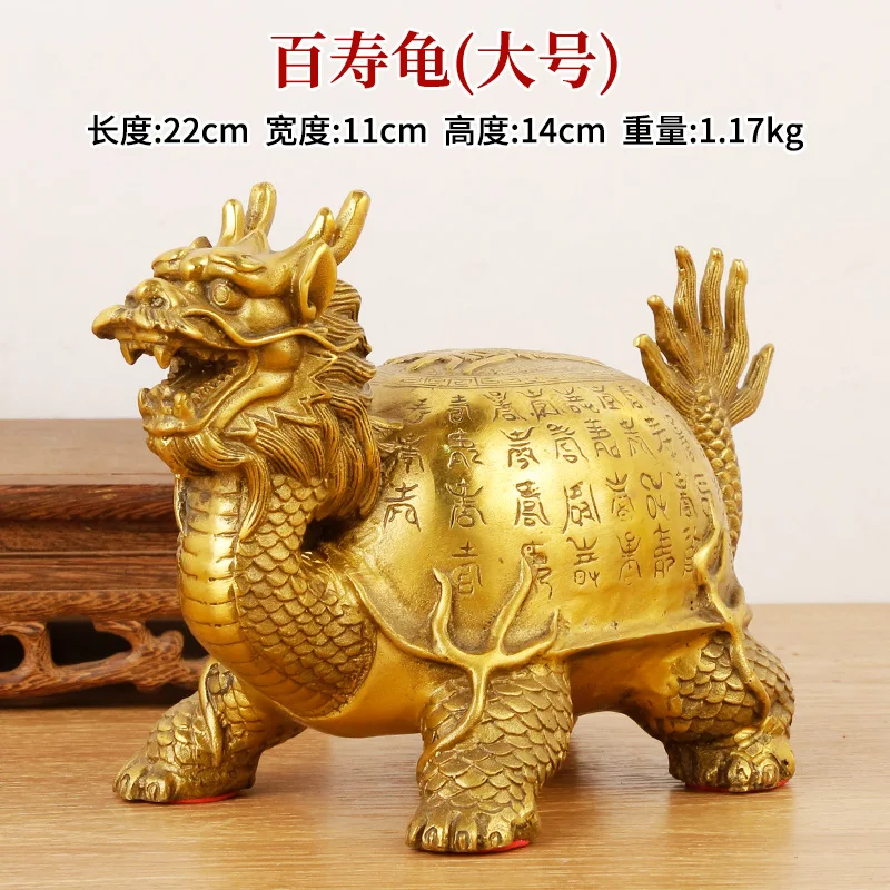 Ornamento de latão longevidade dragão tartaruga presente de aniversário para idosos