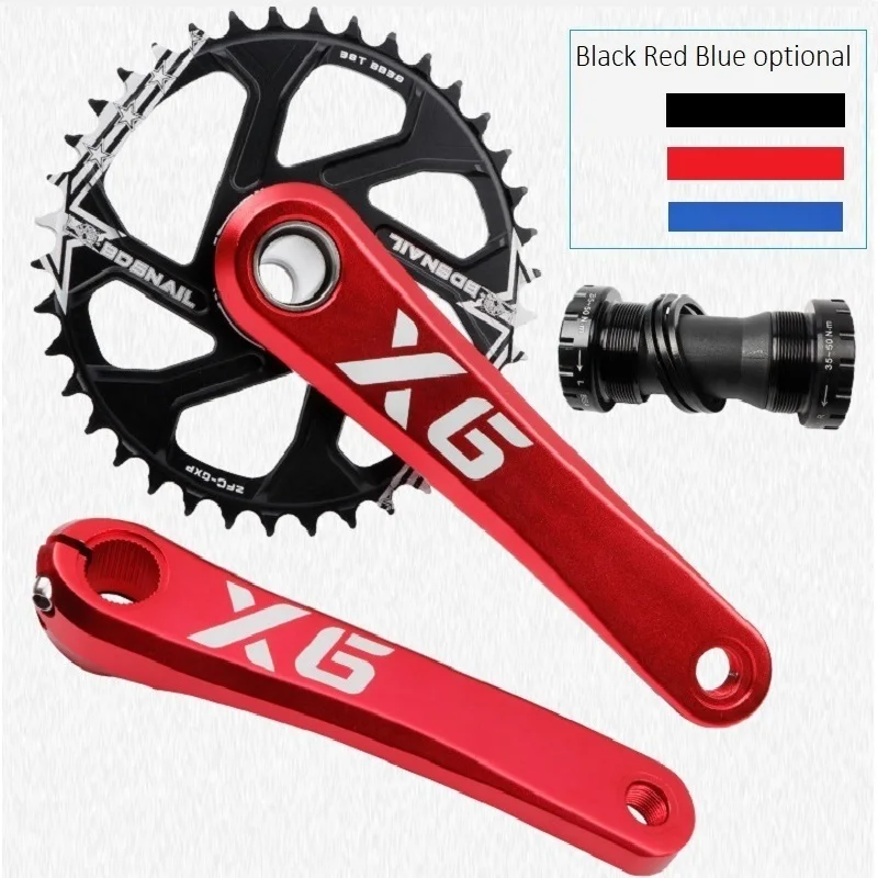 MTB Mountain Bike Crank 170mm 175mm 32 34 36 38T toothed disc Hollow Aluminum Alloy Bicycle Crankset black red hot factory