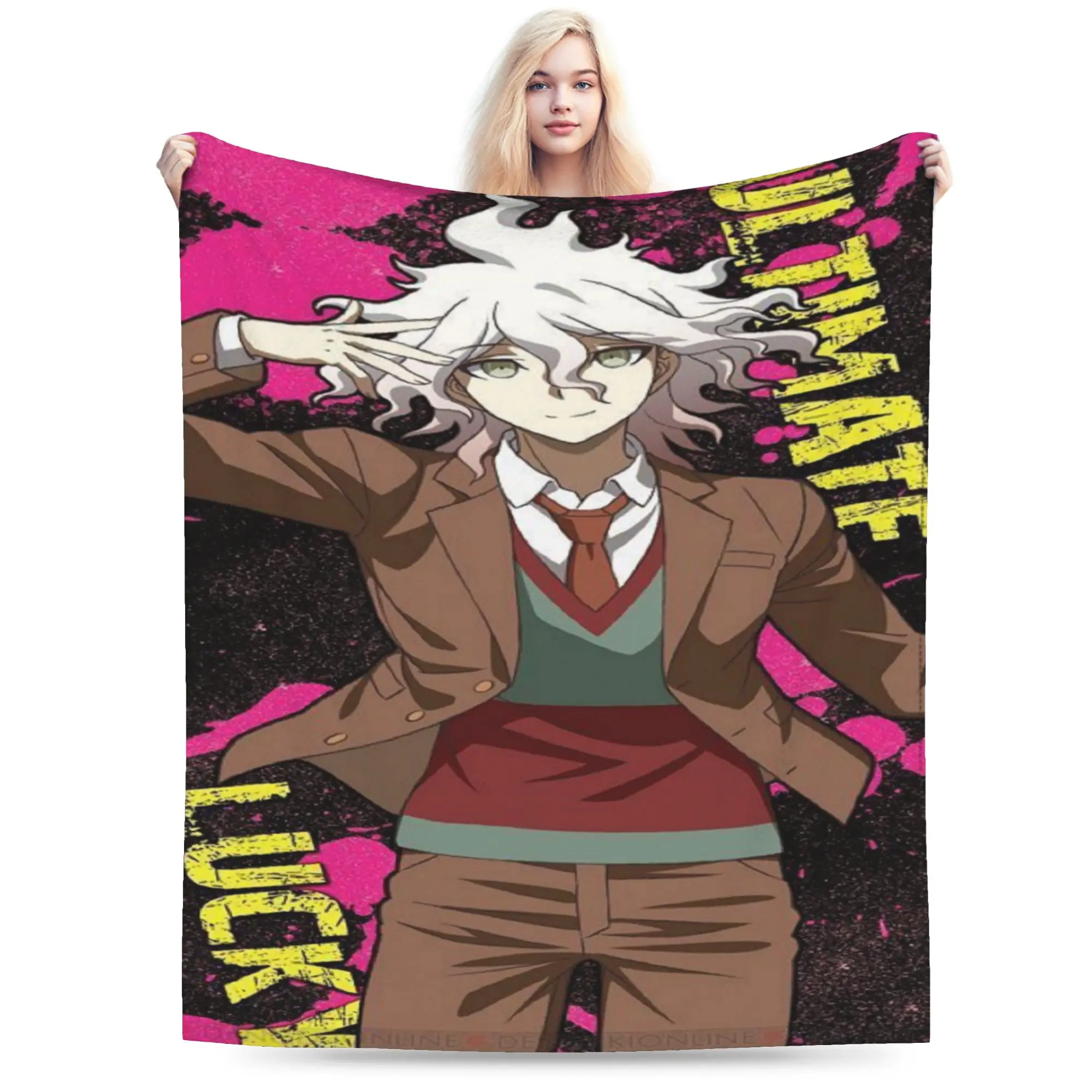 Nagito Komaeda The Ultimate Accessories Blanket Lightweight Thin Coral Fleece Plush  Throw Blanket Comfortable Bedding Throws