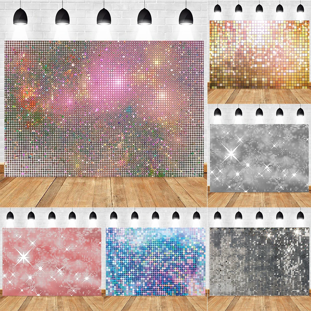 Colorful Spot Sequins Background Lady Birthday Party Celebrate Decor Supplies Banner Pink Gold Materials Stage Photo Shoot Props