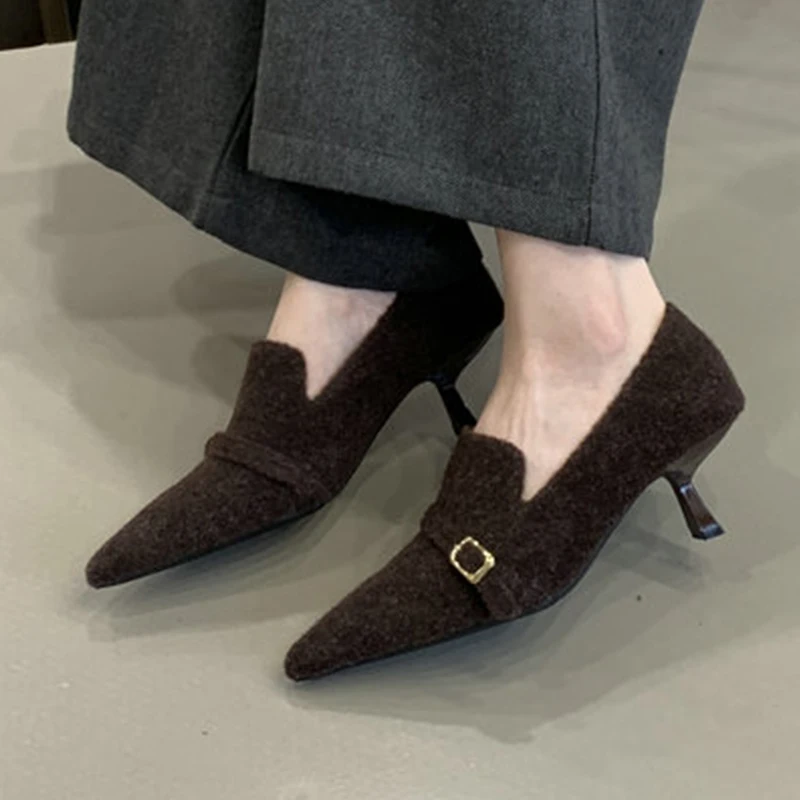 

High Heels Women's Shoes Pointed Toe Fashion Suede Shoes Luxury Dress Pumps 2025 Autumn Designer Elegant Sexy Mujer De Zapatos