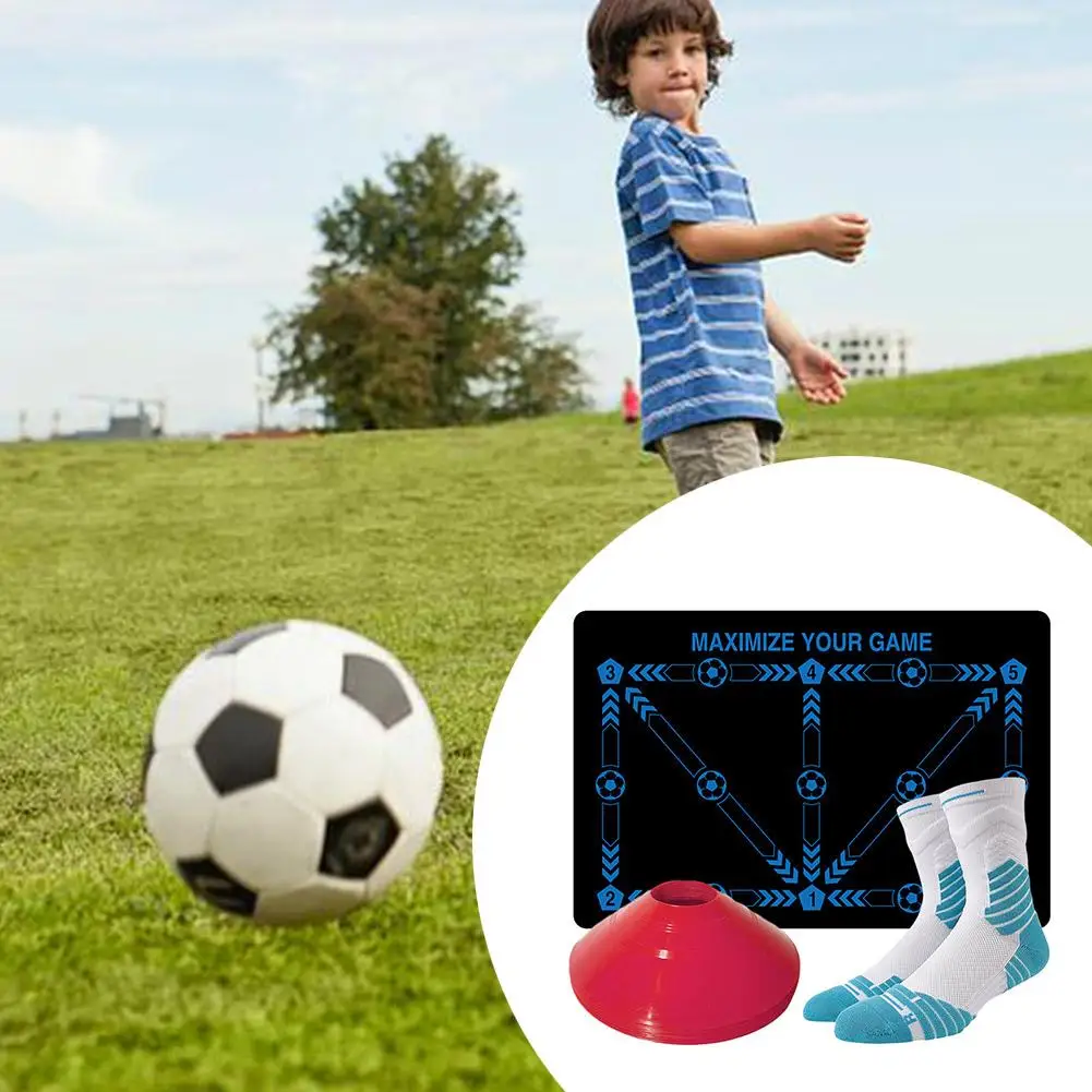 축구 단계 소음 감소 훈련 피트니스 제어 공 미끄럼 방지 매트 실내 스포츠 양말 실내 훈련을위한 빨간색 마커 디스크