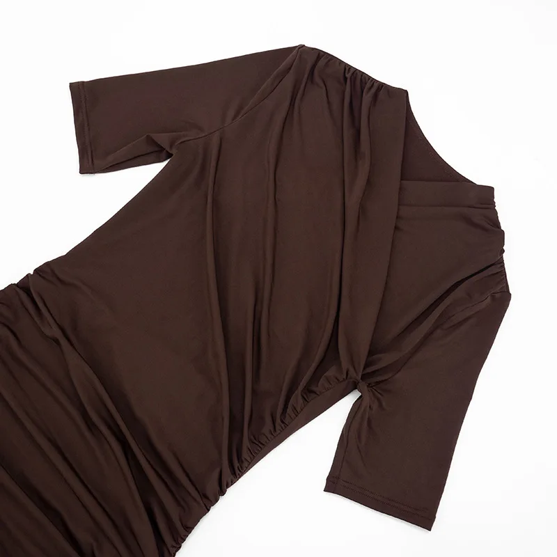 Elegantes Gerafftes Minikleid Damenmode Einfarbiges Vintage Braunes Bodycon Sexy Kleid Sommer Hochgeschnittenes Party Y2k Damenkleid – Detail 14