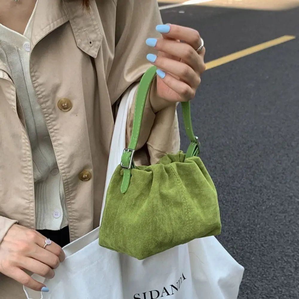 

Shoulder Bag Suede Pleated Cloud Bag Handbag Candy Color Slouchy Hobo Bags Large Capacity Korean Style Solid Color Tote Bag